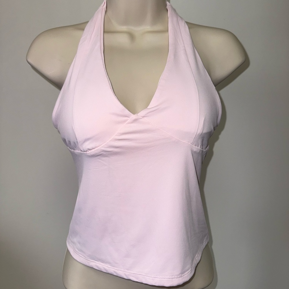 Pink Rose (Medium) Pink Luxy Contour Halter Neck Crop Top
